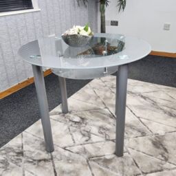 KOSY KOALA Glass Grey Dining Table Round Dining Table Dining Room Kitchen Furniture - thumbnail 2