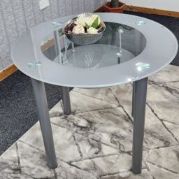 KOSY KOALA Glass Grey Dining Table Round Dining Table Dining Room Kitchen Furniture - thumbnail 3