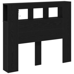 Berkfield Home Storage Headboard with LED Lights Black Oak 120x18, 5x103, 5 cm - thumbnail 5