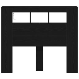 Berkfield Home Storage Headboard with LED Lights Black Oak 120x18, 5x103, 5 cm - thumbnail 6
