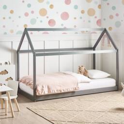 Wyld and Coco Kids House Bed 3ft Single Grey Pine with Slatted Frame - thumbnail 1