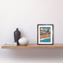 "Artery8 Wall Art Print Brighton Beach & Palace Pier Modern Abstract Artwork Framed 9X7 Inch in Brown - Size: W7"" x H9""" - thumbnail 2