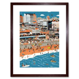 "Artery8 Wall Art Print Brighton Beach & Palace Pier Modern Abstract Artwork Framed 9X7 Inch in Brown - Size: W7"" x H9""" - thumbnail 1