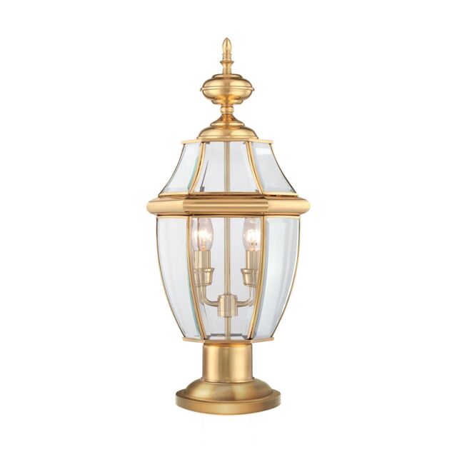 Loops Outdoor IP44 2 Bulb Wall Ground Pedestal Light Highly Polished Brass LED E14 in Metallics