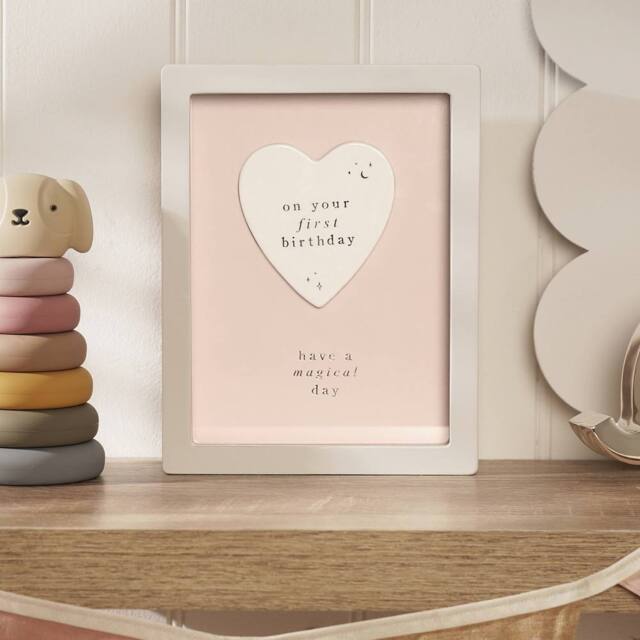 Bambino by Juliana 1st Birthday Pink Framed Plaque in Light Pink - image 1