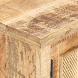 Berkfield Home Coffee Table 90x50x35 cm Solid Mango Wood & Natural Cane in Brown - Size: 90 x 50 x 35 cm - thumbnail 5