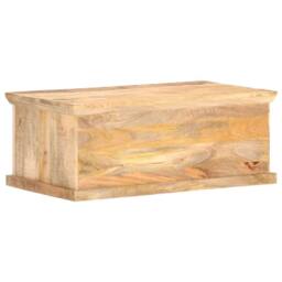 Berkfield Home Coffee Table 90x50x35 cm Solid Mango Wood & Natural Cane in Brown - Size: 90 x 50 x 35 cm - thumbnail 4
