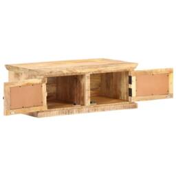 Berkfield Home Coffee Table 90x50x35 cm Solid Mango Wood & Natural Cane in Brown - Size: 90 x 50 x 35 cm - thumbnail 2