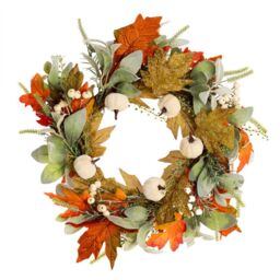 Scottish Everlastings Ltd 45cm Pumpkin Wreath Green / Orange - thumbnail 3