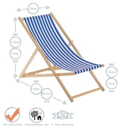 Harbour Housewares Folding Wooden Deck Chairs Green Stripe Pack of 2 - thumbnail 4