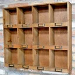 Havendro Pigeon Hole Cabinet Wall Storage Shelf Vintage in Brown - thumbnail 1