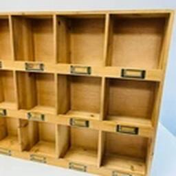 Havendro Pigeon Hole Cabinet Wall Storage Shelf Vintage in Brown - thumbnail 2