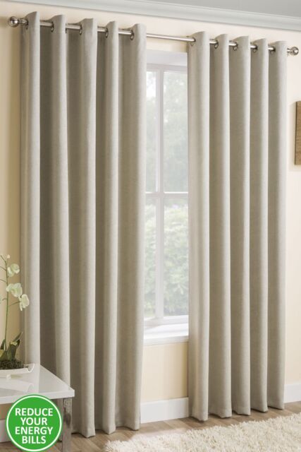 Enhanced Living Plain Thermal Room Darkening Pair of Curtains For Bedroom & Livingroom in Cream - Size: 229 cm width x 137 cm drop - image 1