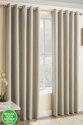 Enhanced Living Plain Thermal Room Darkening Pair of Curtains For Bedroom & Livingroom in Cream - Size: 229 cm width x 137 cm drop