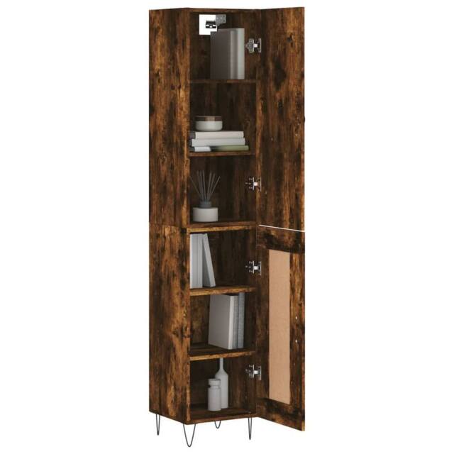 Berkfield Home Highboard Smoked Oak 34.5x34x180 cm Engineered Wood in Brown - image 1