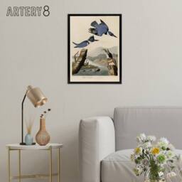 "Artery8 Audubon Birds Of America Belted Kingfisher Framed Canvas Wall Art Print in Blue - Size: W12"" x H16""" - thumbnail 3