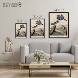 "Artery8 Audubon Birds Of America Belted Kingfisher Framed Canvas Wall Art Print in Blue - Size: W12"" x H16""" - thumbnail 4