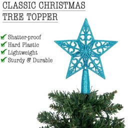 Shatchi Christmas Glitter Star Tree Topper - Sparkling Star Decoration for Xmas Tree - Elegant Christmas Home Décor in Light Blue - thumbnail 3