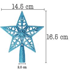 Shatchi Christmas Glitter Star Tree Topper - Sparkling Star Decoration for Xmas Tree - Elegant Christmas Home Décor in Light Blue - thumbnail 2