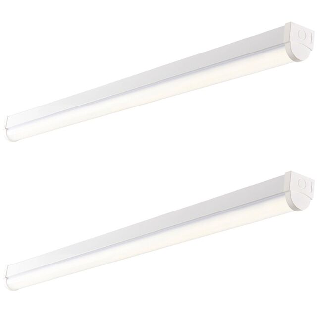 Loops 2 Pack 5ft High Lumen Emergency Batten Light - 65.5W Cool White LED - Gloss White - image 1