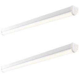 Loops 2 Pack 5ft High Lumen Emergency Batten Light - 65.5W Cool White LED - Gloss White - thumbnail 1