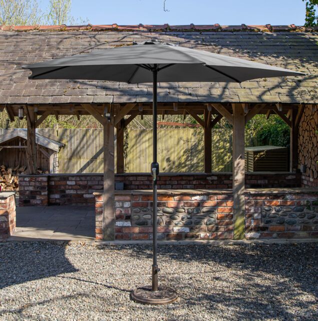 Samuel Alexander Grey 2.7m Havana Garden Parasol with Crank Handle - image 1