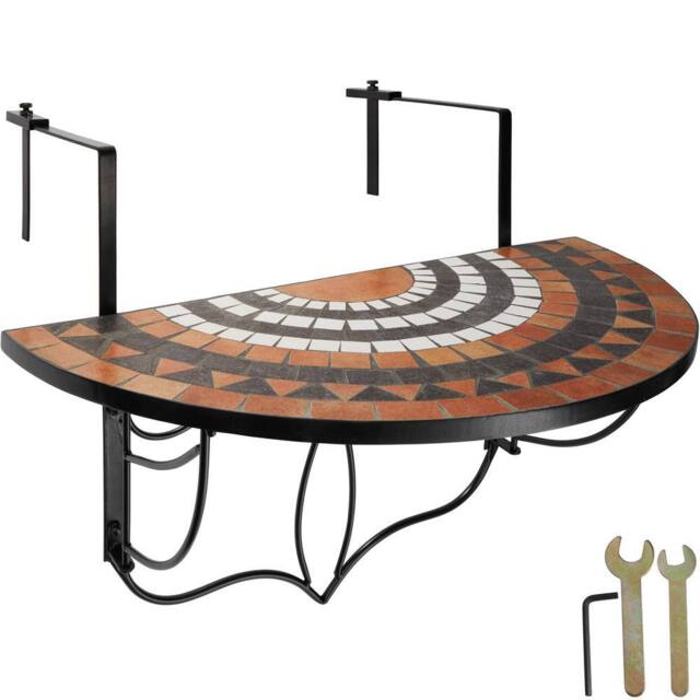 tectake Balcony Table with Mosaic Pattern in Terracotta - Size: 2 Seater - image 1