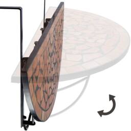 tectake Balcony Table with Mosaic Pattern in Terracotta - Size: 2 Seater - thumbnail 2