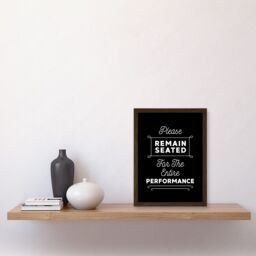 Artery8 Funny Bathroom Wall Art Please Remain Seated Entire Performance Toilet Sign Bathroom Decor Artwork Framed Wall Art Print A4 in Brown - thumbnail 2
