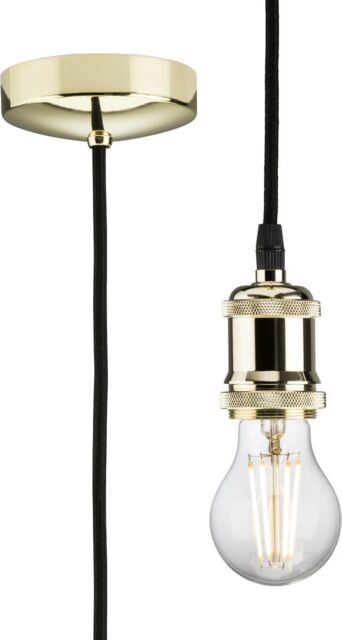Netlighting 1.8m E27 Vintage Pendant Set Polished Brass 230V IP20 80W in Yellow - image 1