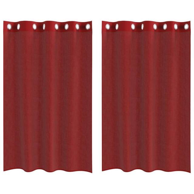 Berkfield Home Voile Curtains with Grommets 2 pcs Wine Red - image 1