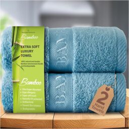 GAVENO CAVAILIA 2 Pack Bamboo Towel in Blue - Size: Bath Sheet - thumbnail 1