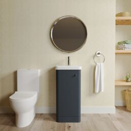 Balterley Floor 1 Door Bathroom Vanity Unit, Tap & Toilet Pack, Dark Grey, 379mm in Grey - thumbnail 2