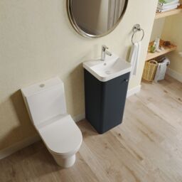 Balterley Floor 1 Door Bathroom Vanity Unit, Tap & Toilet Pack, Dark Grey, 379mm in Grey - thumbnail 3