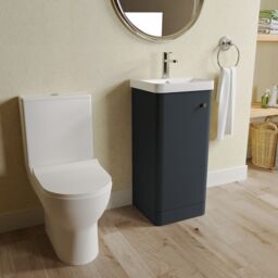 Balterley Floor 1 Door Bathroom Vanity Unit, Tap & Toilet Pack, Dark Grey, 379mm in Grey - thumbnail 4