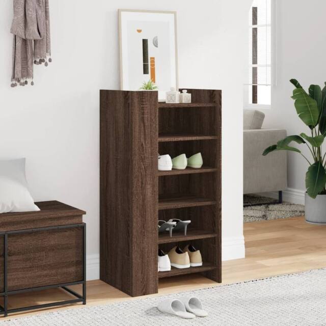 Berkfield Home Shoe Cabinet Brown Oak 52x37.5x100 cm Engineered Wood - image 1