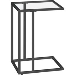 Storvo Tempered Glass C Shape Metal Side Table Black - thumbnail 7