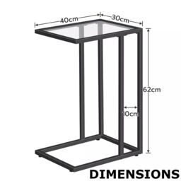 Storvo Tempered Glass C Shape Metal Side Table Black - thumbnail 8