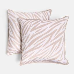 OHS 2 x Zebra Print Matte Velvet Cushion Cover Luxury Modern in Natural - Size: 45 cm x 45 cm - thumbnail 3
