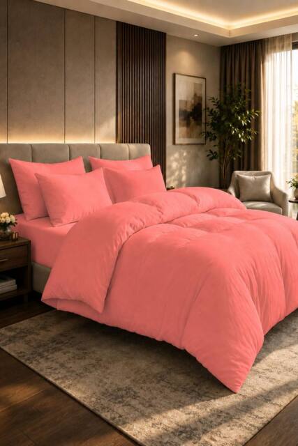 Grace 100% Egyptian Cotton Duvet Cover Set 400 TC with Zipper Closure in Coral - Size: Double - image 1