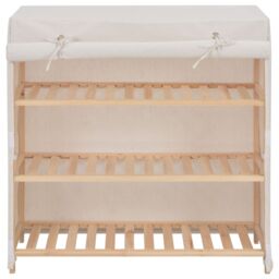 Berkfield Home Shoe Cabinet with Cover White 79x40x80 cm Fabric - Size: 79 x 40 x 80 cm - thumbnail 2