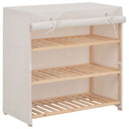 Berkfield Home Shoe Cabinet with Cover White 79x40x80 cm Fabric - Size: 79 x 40 x 80 cm