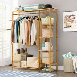 KORVIXA 2IN1 Bamboo Garment Clothes Rack in Natural - thumbnail 4