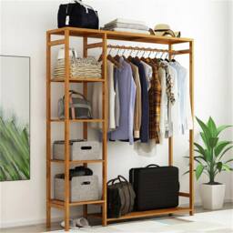 KORVIXA 2IN1 Bamboo Garment Clothes Rack in Natural