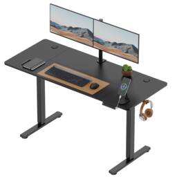 VonHaus Large Home Office Electric Standing Desk with USB-C Charging in Black