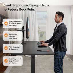 VonHaus Large Home Office Electric Standing Desk with USB-C Charging in Black - thumbnail 3