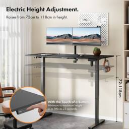 VonHaus Large Home Office Electric Standing Desk with USB-C Charging in Black - thumbnail 4