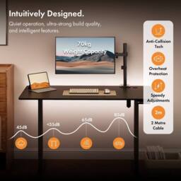 VonHaus Large Home Office Electric Standing Desk with USB-C Charging in Black - thumbnail 5