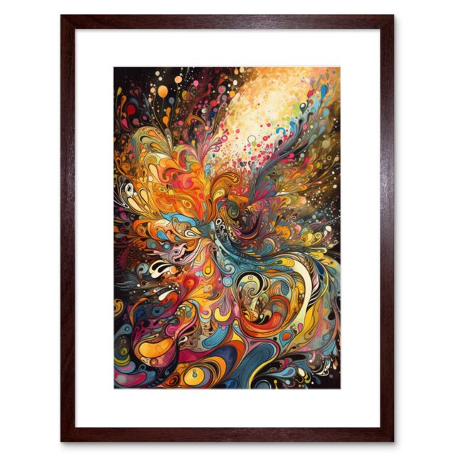 "Artery8 Wall Art Print Vibrant Colour Sound Waves Music Artwork Framed 9X7 Inch in Brown - Size: W7"" x H9""" - image 1