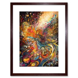 "Artery8 Wall Art Print Vibrant Colour Sound Waves Music Artwork Framed 9X7 Inch in Brown - Size: W7"" x H9""" - thumbnail 1